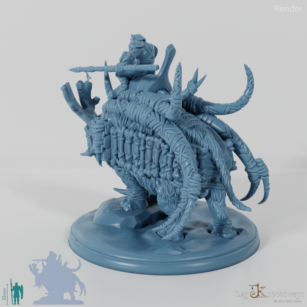 Gerüstetes Rhinodon 01 mit Reiter