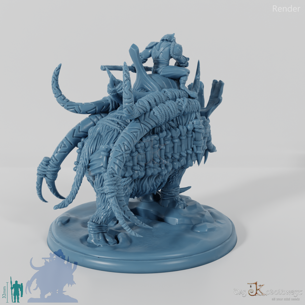 Gerüstetes Rhinodon 01 mit Reiter