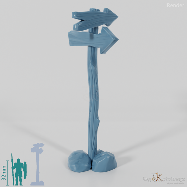 Wegweiser - Cartoon 02 mit Steinen