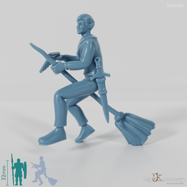 Elfenbarde auf Besen