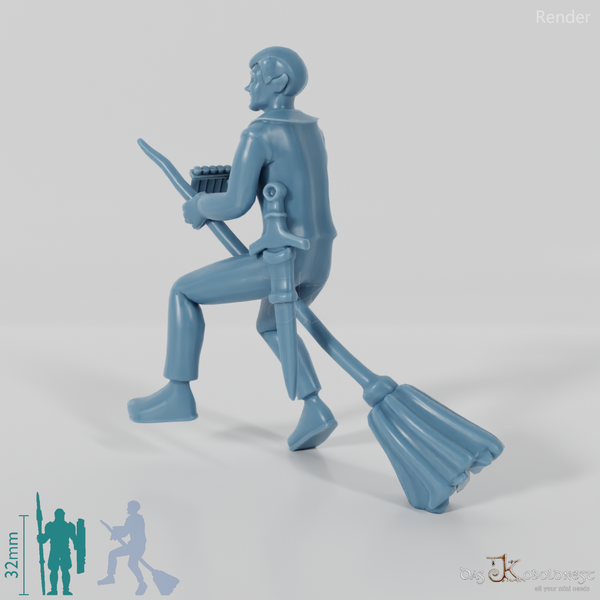 Elfenbarde auf Besen