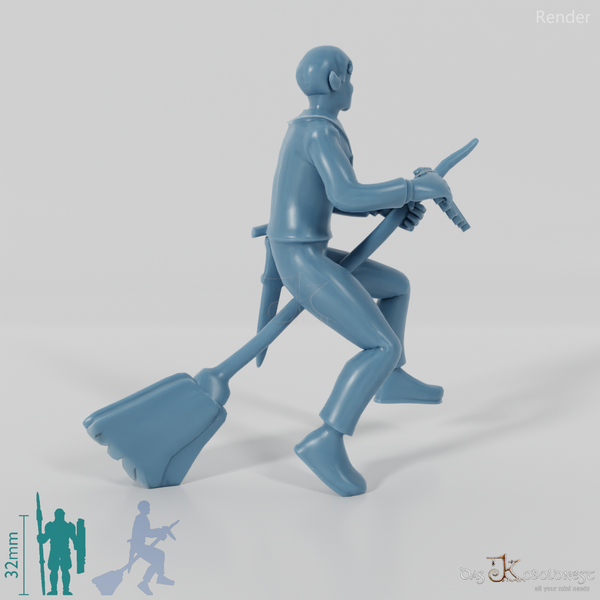 Elfenbarde auf Besen