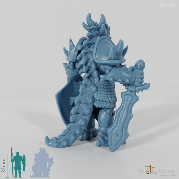 Drachenvolk mit Schwert und Schild