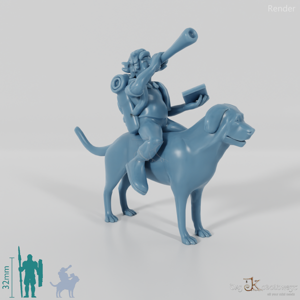 Halbling-Barde auf Hund