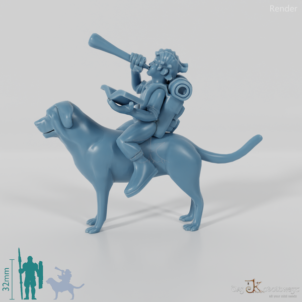 Halbling-Barde auf Hund