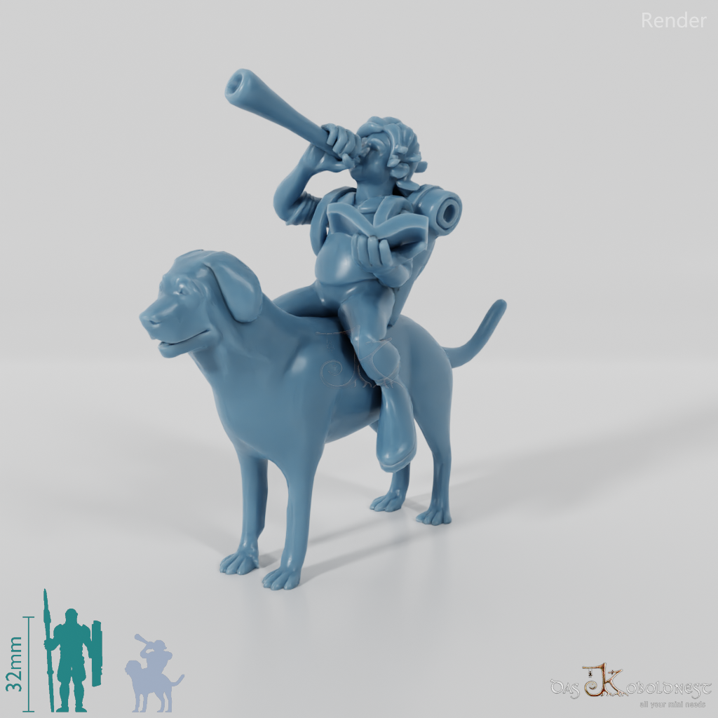 Halbling-Barde auf Hund