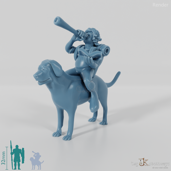 Halbling-Barde auf Hund