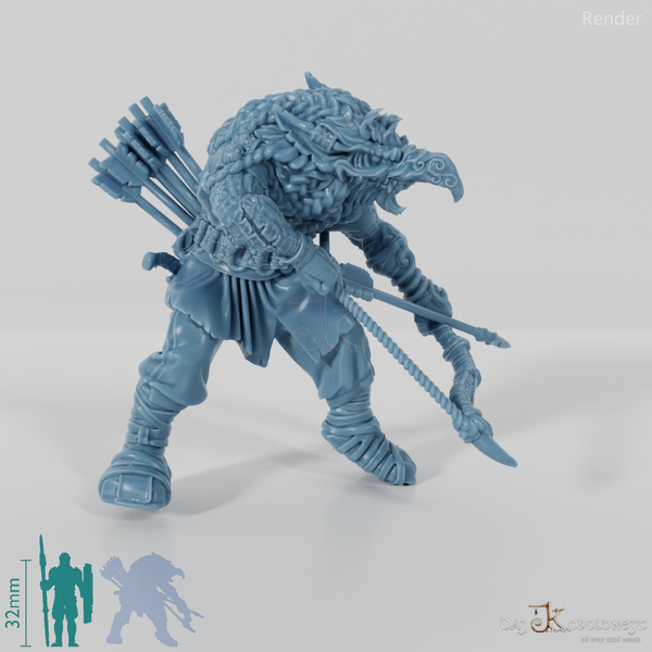 Jäger des Bergkönigs mit aufgelegtem Pfeil