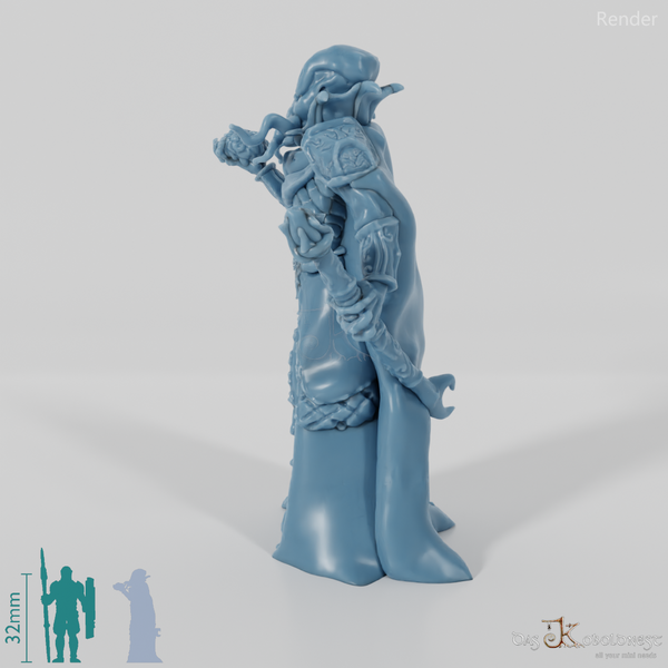 Gedankenstrafer mit Stab und Hirn