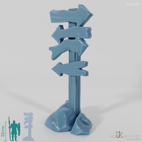 Wegweiser - Cartoon 03 mit Steinen