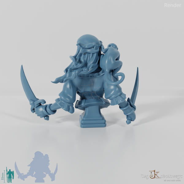 Büste - Adrie, tödliche Piratin mit Säbeln und Äffchen