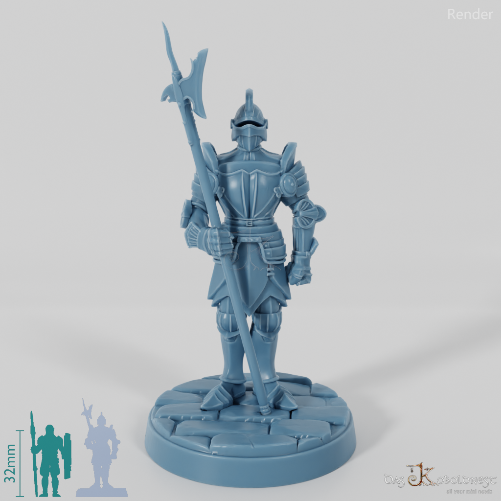 Ritterstatue mit Hellebarde