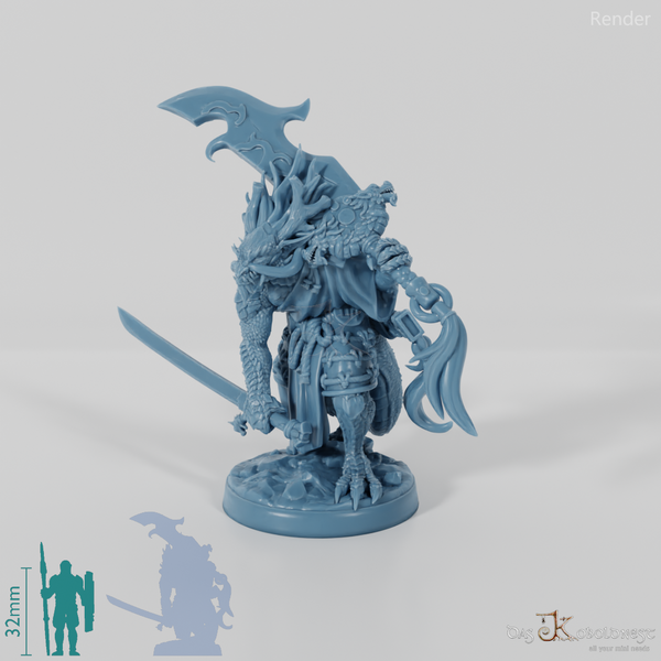 Ryushun, Drachenvolk-Kampfkünstler mit Katana