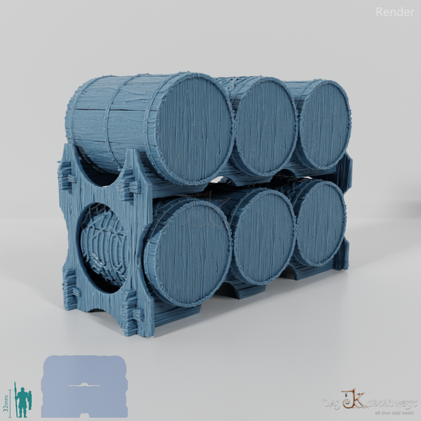 Gestapelte Bierfässer 01