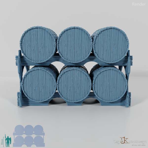 Gestapelte Bierfässer 01