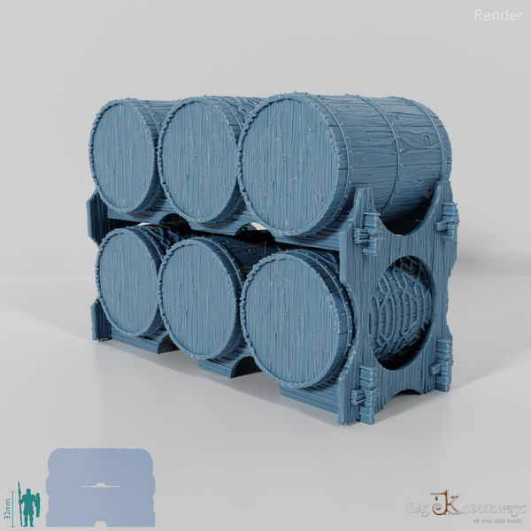 Gestapelte Bierfässer 01