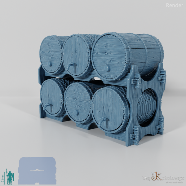 Gestapelte Bierfässer 01