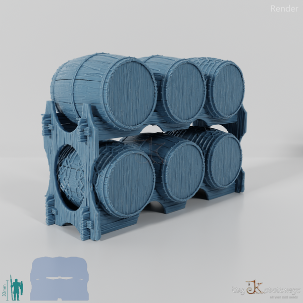 Gestapelte Bierfässer 02