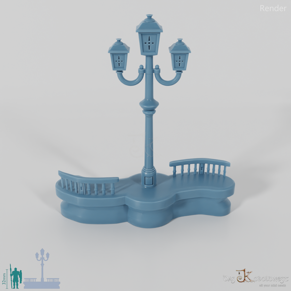 Sitzmauer mit Laterne