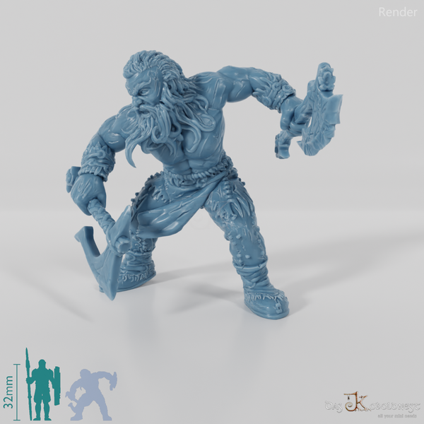 Nordischer Berserker mit zwei Einhandäxten