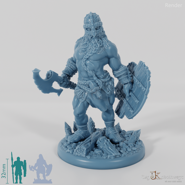 Nordischer Berserker mit Axt und Schild