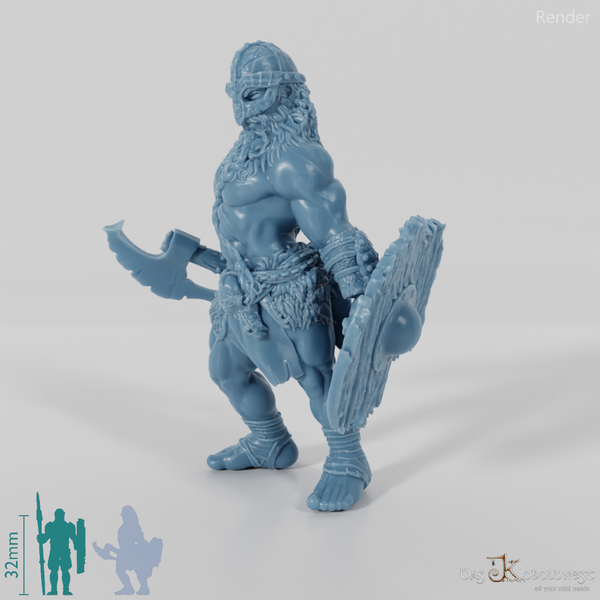 Nordischer Berserker mit Axt und Schild