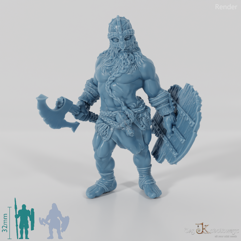 Nordischer Berserker mit Axt und Schild