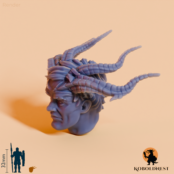 Dämonenkopf - Männlich, Kurze Haare