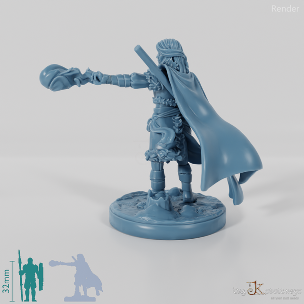 Elena, Schülerin des Nordens mit Stab und Zauber (Pose 2)