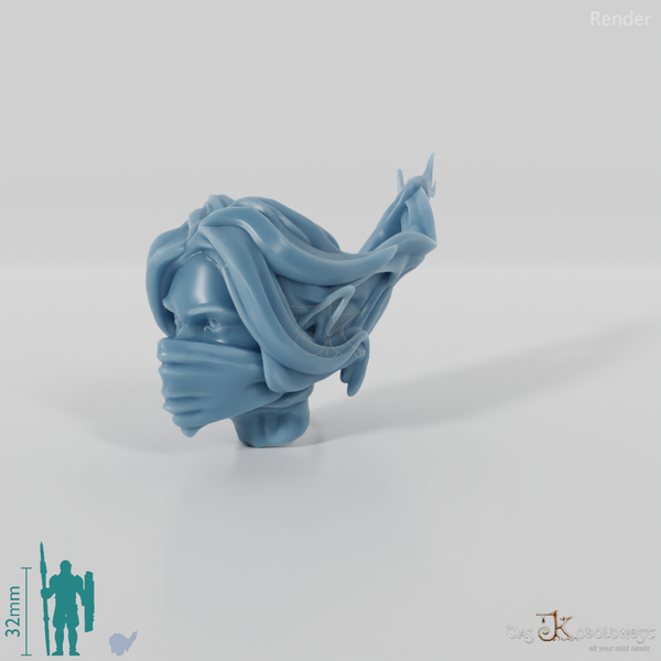 Frauenkopf - Elfin mit wehenden Haaren (Maske)