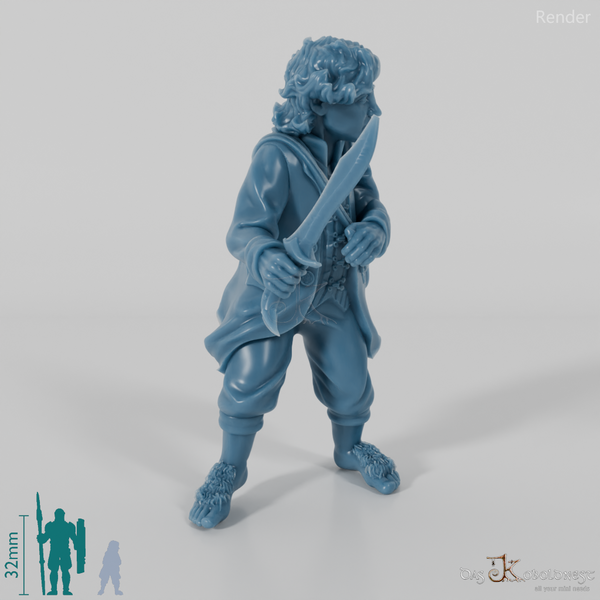 Falco, Halbling-Schatzträger in Kampfhaltung (Remastered)