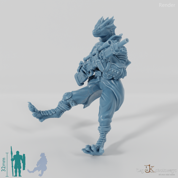 Dragonborn-Gewehrschützin - Reiterpose