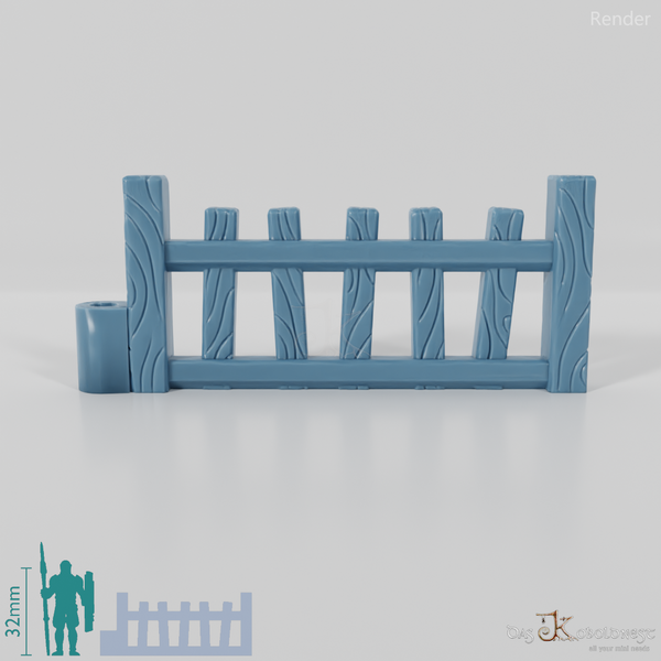 Zaun - Gartenzaun mit Tor (Flach)