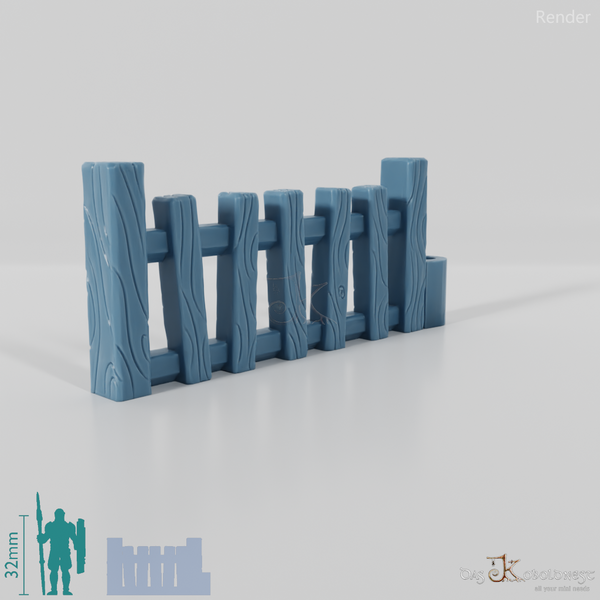 Zaun - Gartenzaun mit Tor (Flach)