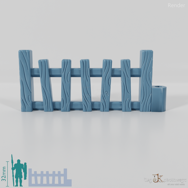 Zaun - Gartenzaun mit Tor (Flach)