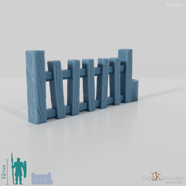 Zaun - Halbling-Gartenzaun mit Tor (Flach)