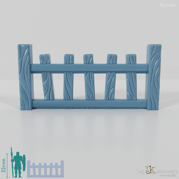 Zaun - Gartenzaun mit Tor (Flach)