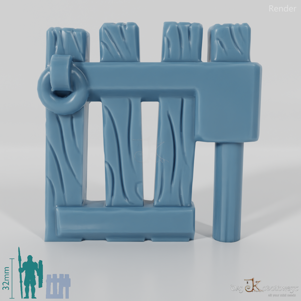 Zaun - Gartenzaun mit Tor (Flach)