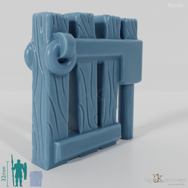 Zaun - Gartenzaun mit Tor (Flach)