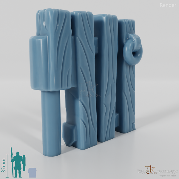 Zaun - Halbling-Gartenzaun mit Tor (Flach)