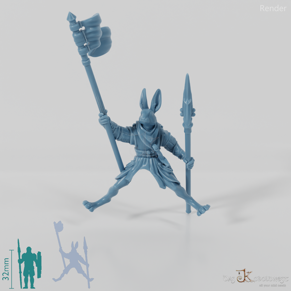 Hasenvolk-Bannerträger in Reitpose