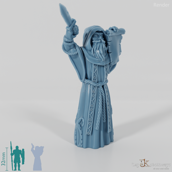 Kultist mit Dolch und Schriftrolle