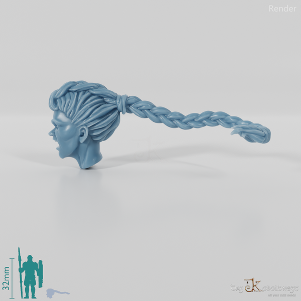 Frauenkopf - Langer Zopf (Wütend)