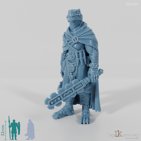 Koa, Echsenvolk Kampfmeister mit Keule (Pose 1)