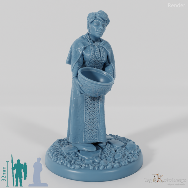 Nordische Dorfbewohnerin mit Schale