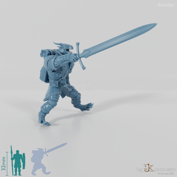 Dragonborn-Krieger 01 - Reiterpose