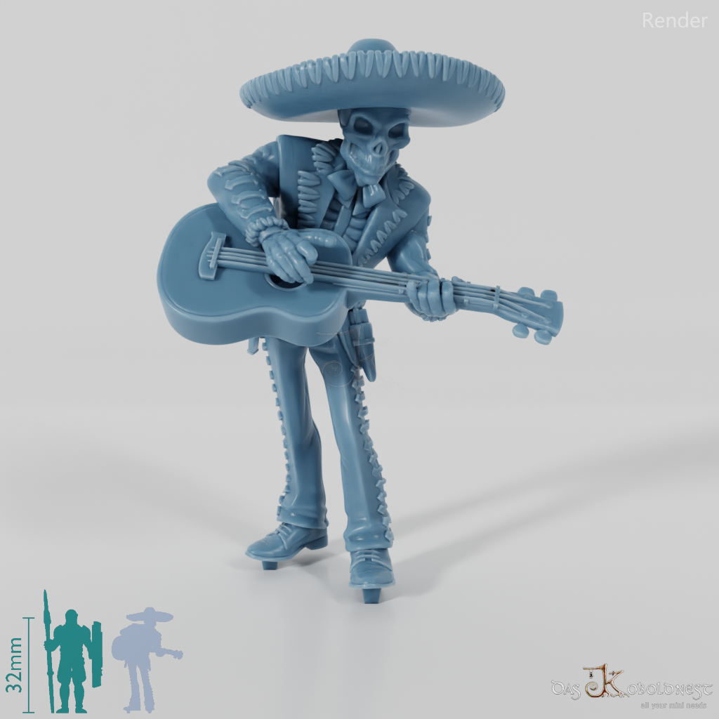 Skelettierter Mariachi-Musikant 01