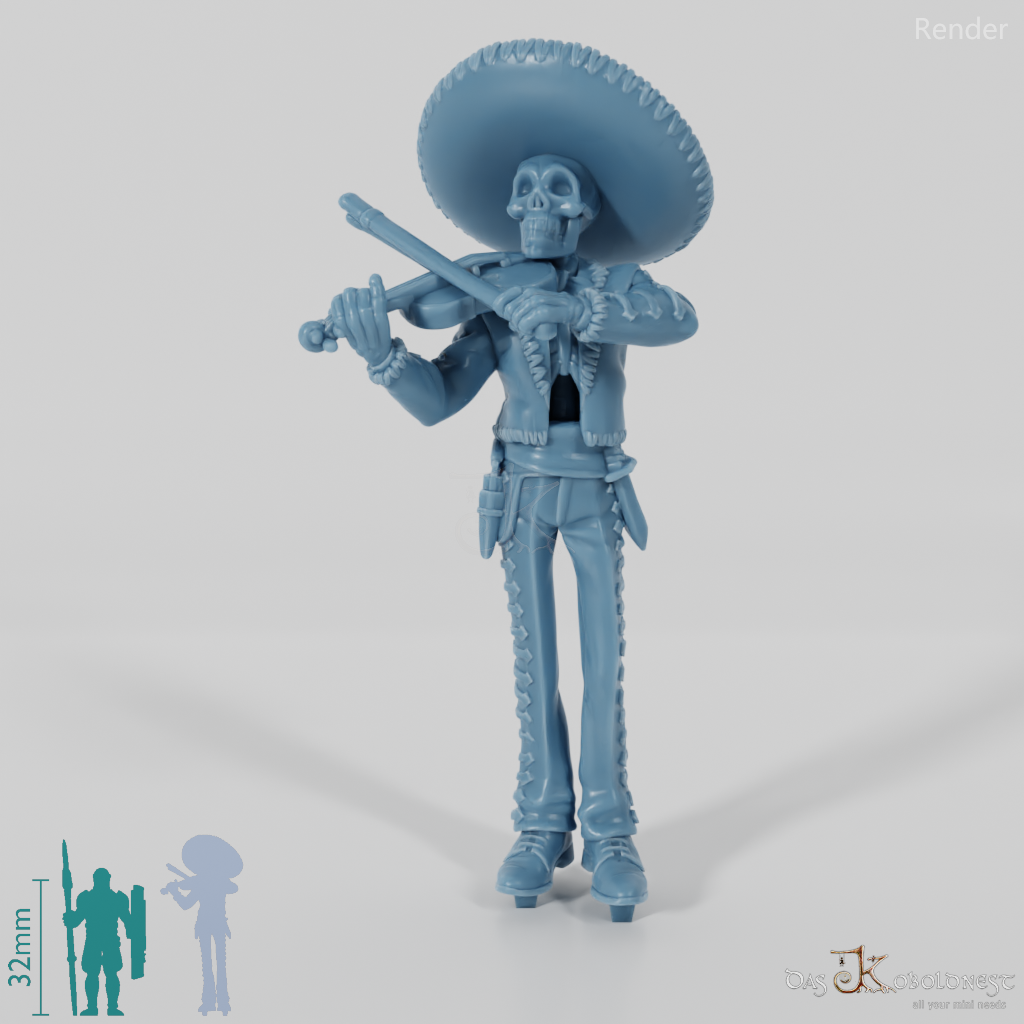 Skelettierter Mariachi-Musikant 03