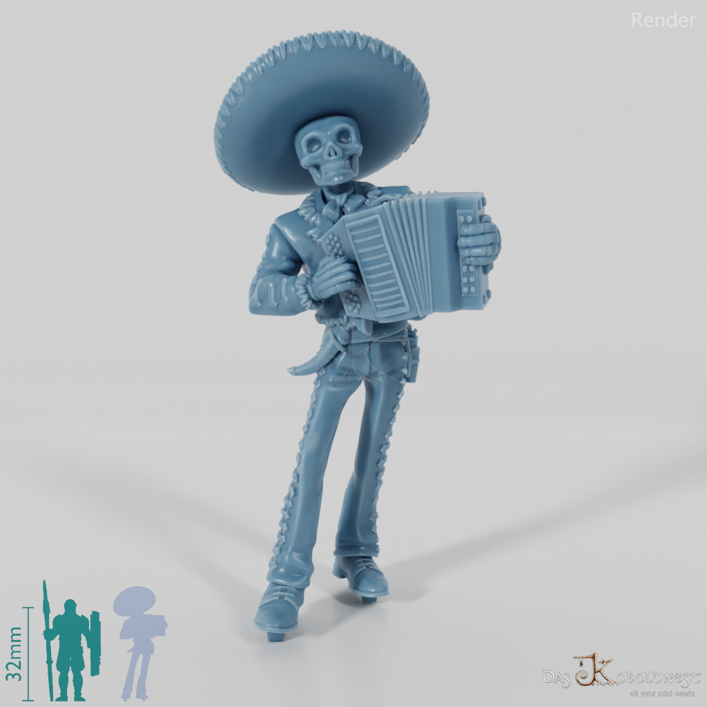 Skelettierter Mariachi-Musikant 05