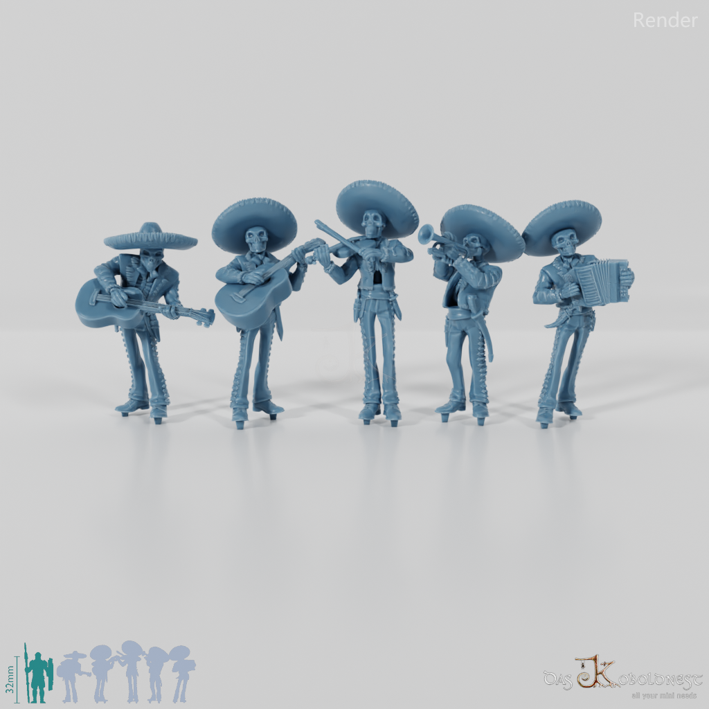 Skelettierte Mariachi-Band